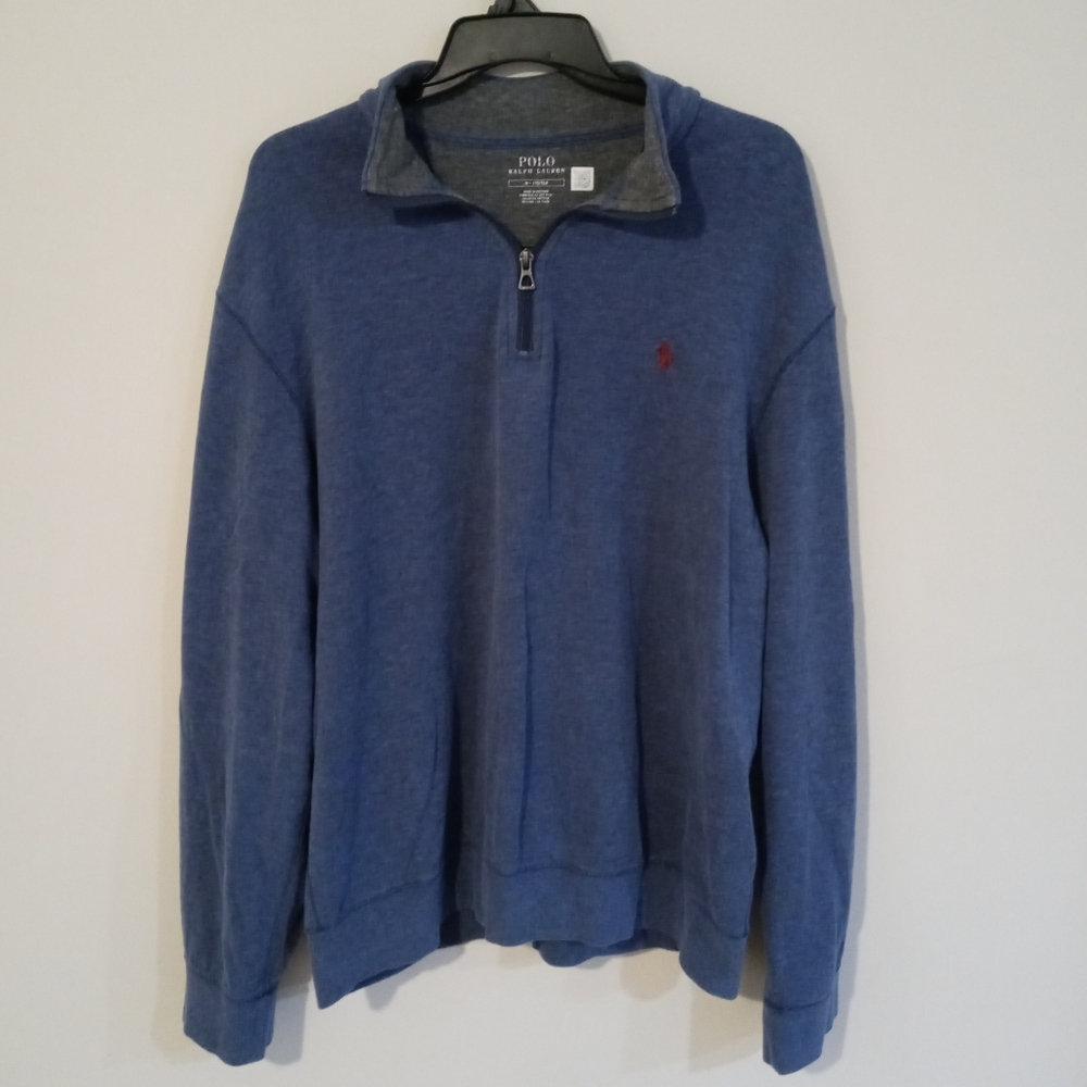 Men's Polo Ralph Lauren Heather Blue Cotton Blend Quarter-Zip Pullover